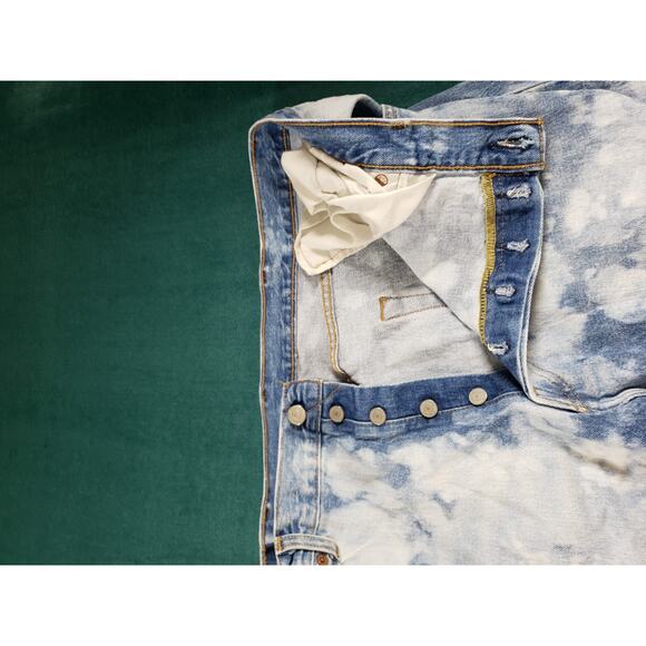 Levis 501 Jeans Size 38x32 Mens Blue Pants Button Fly Tie dye Red Tab Straight - Picture 6 of 15